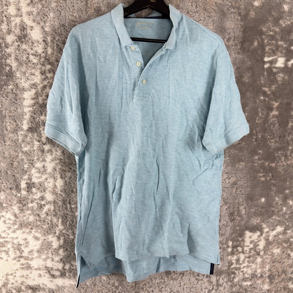 St Johns Bay Sz Medium Cotton Pique Casual Polo Shirt Light Blue Short Sleeve